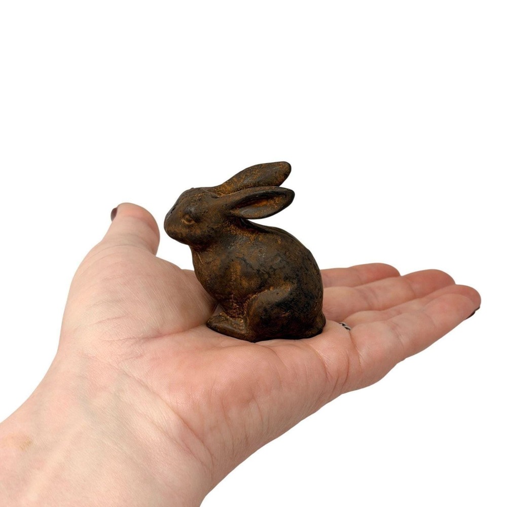 Small Cast Iron Rabbit Bunny Rustic Farmhouse Decor - Picture 4 of 12